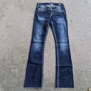 Y2K SILVER low-rise pioneer flare jeans 25